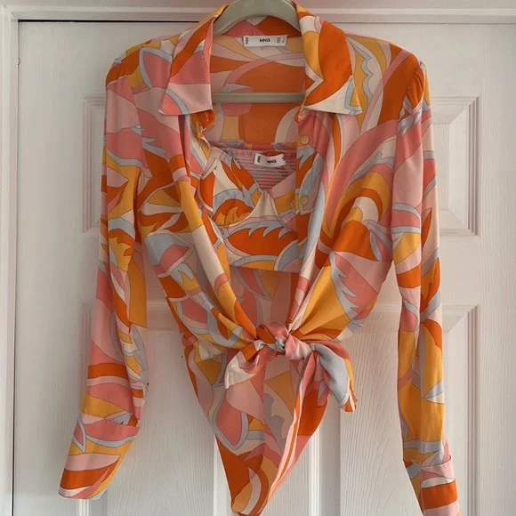 MANGO Matching Set Bralette Crop Top and Button Down Blouse S - Picture 3 of 13